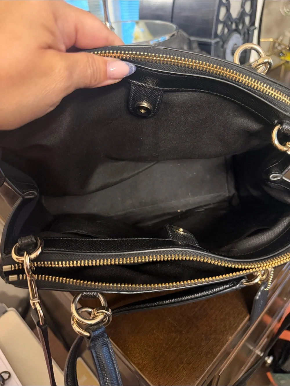 Coach Christie Black Saffiano Leather Satchel Crossbody Shoulder Triple entry